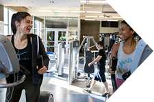 Students using fitness equipment