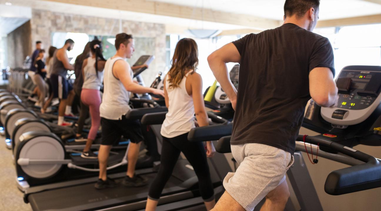 Treadmills in the Rec Center running on treadmill