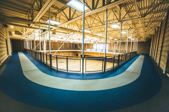 indoor track above the basketball courts