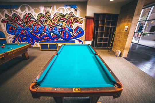 pool table in game room 