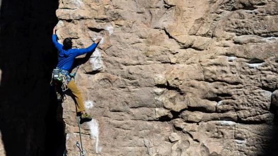 climbing a rock